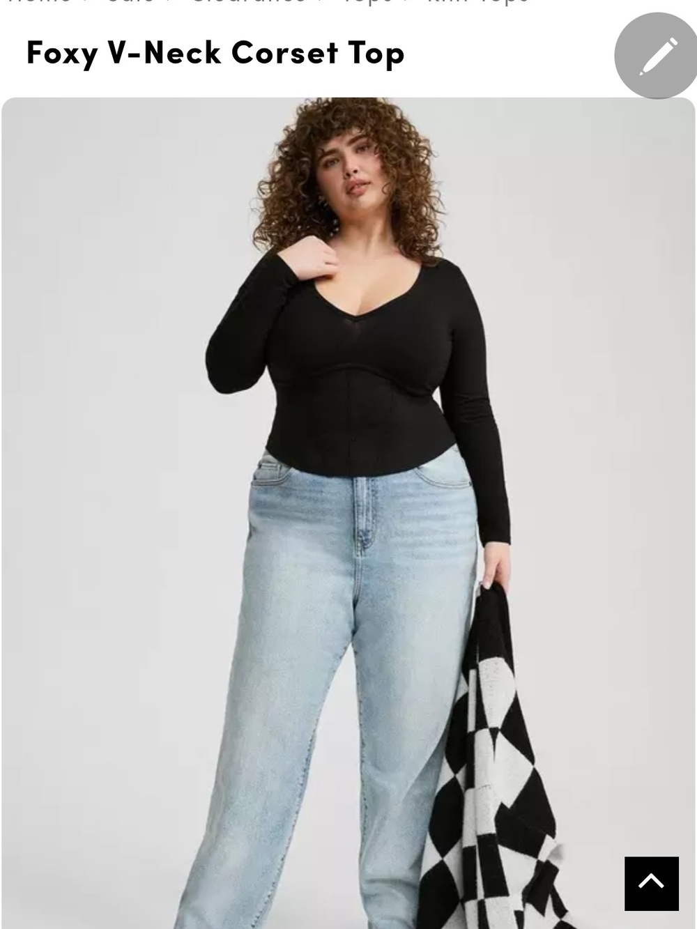 torrid Black V-Neck Long Sleeve Corset Top
